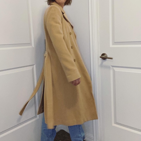 Atos Lombardini Double Breasted Tie Waist Wool Blend Tan Coat Size XS - Picture 2 of 15